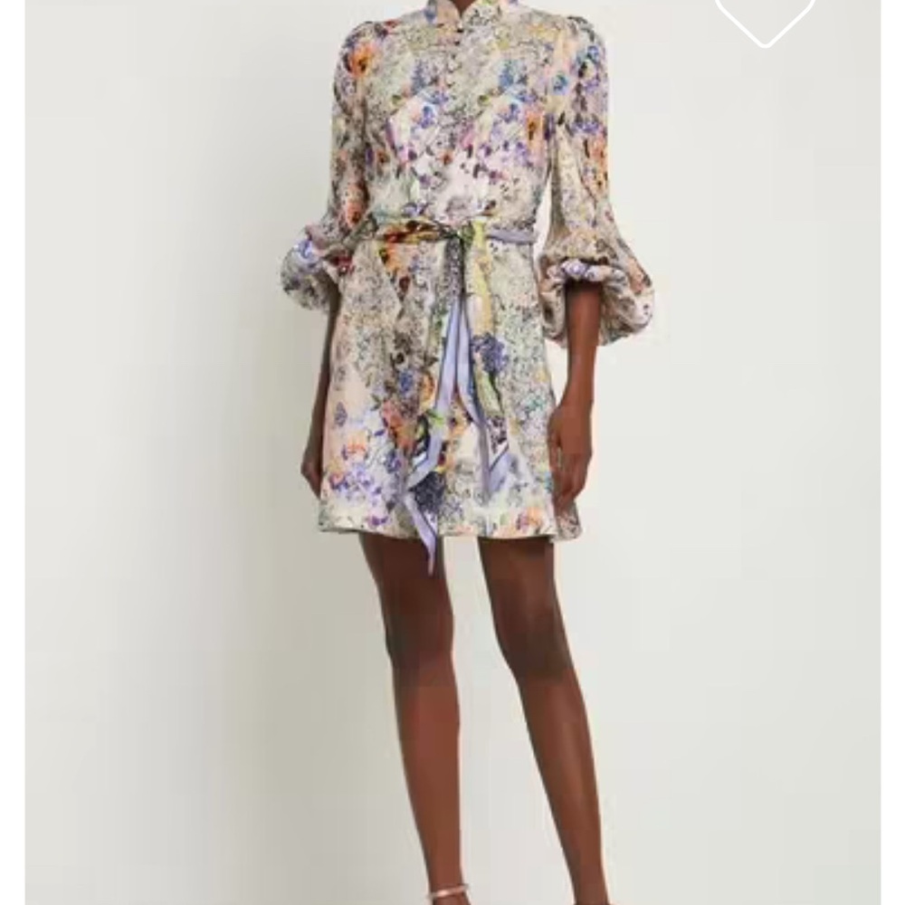 Zimmermann Diamond splice tama linenPink and Purple Ruffled Tie Front Sundress